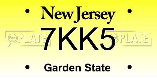 7KK5 New Jersey License Plate
