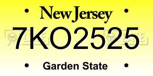 7KO2525 New Jersey License Plate