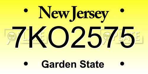 7KO2575 New Jersey License Plate
