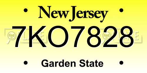 7KO7828 New Jersey License Plate