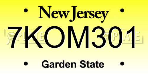 7KOM301 New Jersey License Plate