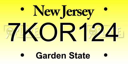 7KOR124 New Jersey License Plate