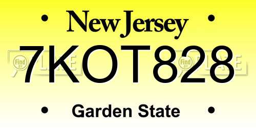 7KOT828 New Jersey License Plate