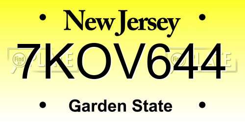 7KOV644 New Jersey License Plate