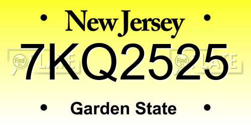 7KQ2525 New Jersey License Plate