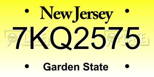 7KQ2575 New Jersey License Plate