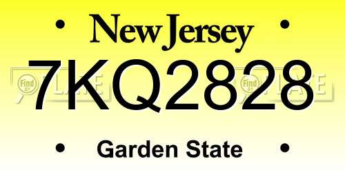 7KQ2828 New Jersey License Plate