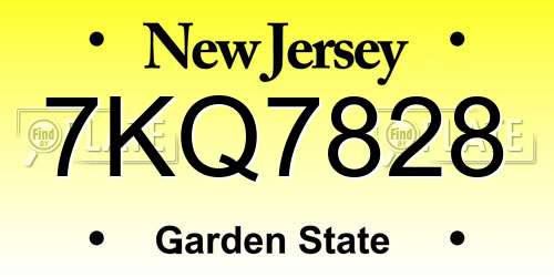 7KQ7828 New Jersey License Plate