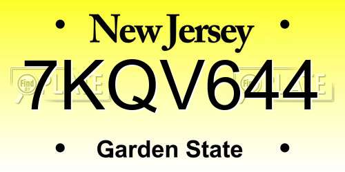 7KQV644 New Jersey License Plate