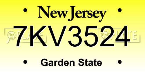 7KV3524 New Jersey License Plate