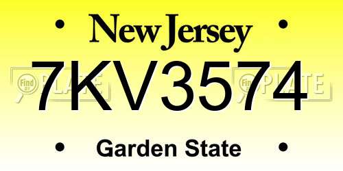 7KV3574 New Jersey License Plate