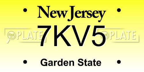 7KV5 New Jersey License Plate