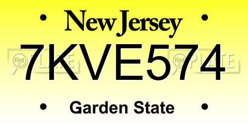 7KVE574 New Jersey License Plate