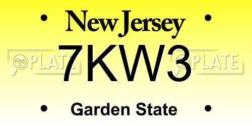 7KW3 New Jersey License Plate