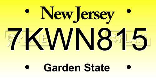 7KWN815 New Jersey License Plate