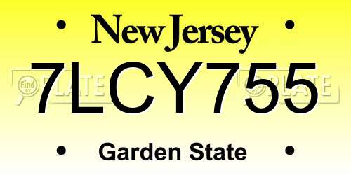 7LCY755 New Jersey License Plate