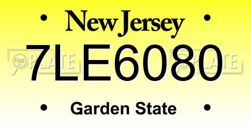 7LE6080 New Jersey License Plate