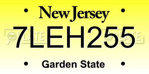 7LEH255 New Jersey License Plate