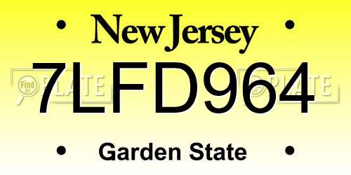 7LFD964 New Jersey License Plate