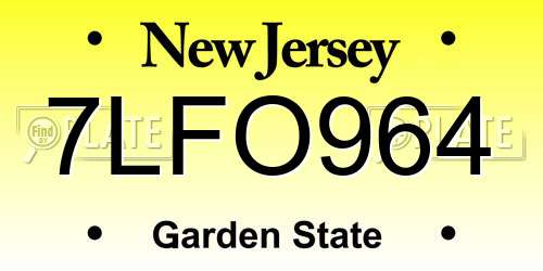 7LFO964 New Jersey License Plate