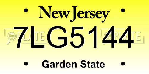 7LG5144 New Jersey License Plate