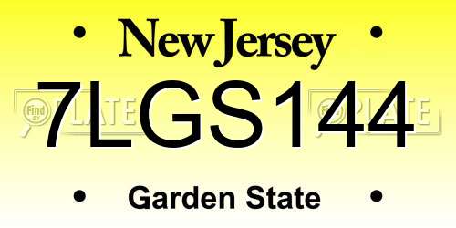 7LGS144 New Jersey License Plate