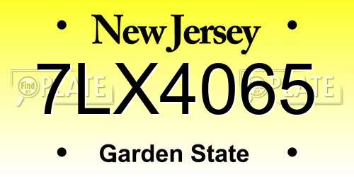 7LX4065 New Jersey License Plate