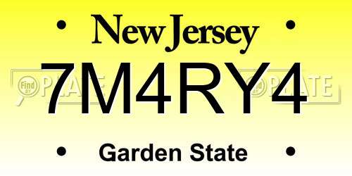 7M4RY4 New Jersey License Plate