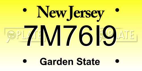 7M76I9 New Jersey License Plate