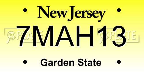 7MAH13 New Jersey License Plate
