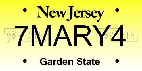 7MARY4 New Jersey License Plate