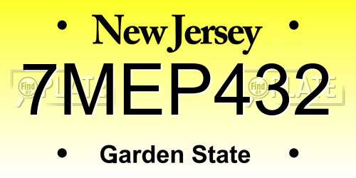 7MEP432 New Jersey License Plate