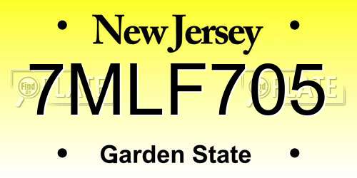 7MLF705 New Jersey License Plate