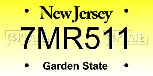 7MR511 New Jersey License Plate