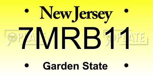 7MRB11 New Jersey License Plate
