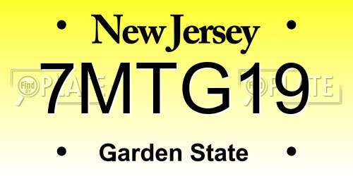 7MTG19 New Jersey License Plate