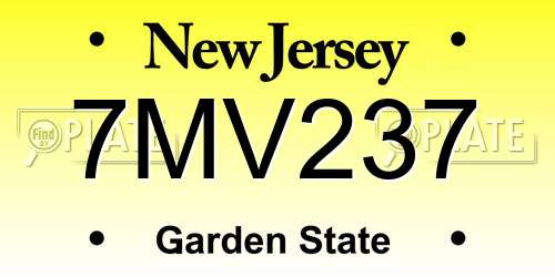 7MV237 New Jersey License Plate