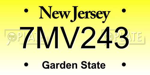 7MV243 New Jersey License Plate
