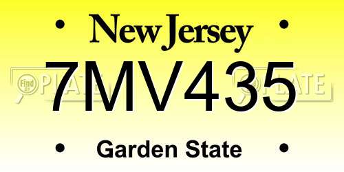 7MV435 New Jersey License Plate