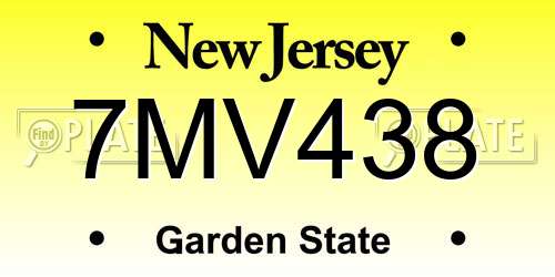 7MV438 New Jersey License Plate