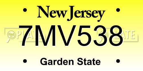 7MV538 New Jersey License Plate