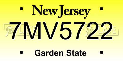 7MV5722 New Jersey License Plate