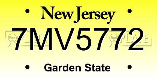 7MV5772 New Jersey License Plate
