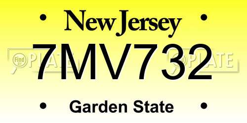 7MV732 New Jersey License Plate
