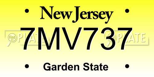 7MV737 New Jersey License Plate