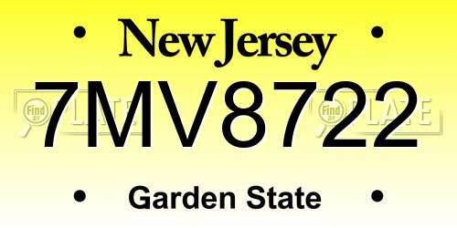 7MV8722 New Jersey License Plate