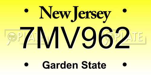 7MV962 New Jersey License Plate