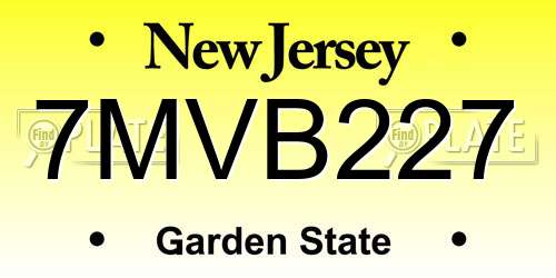 7MVB227 New Jersey License Plate