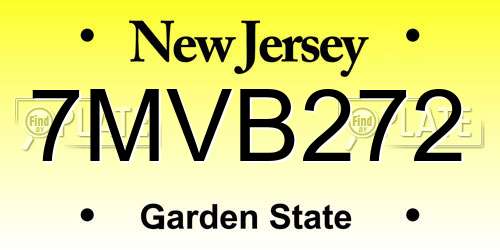 7MVB272 New Jersey License Plate