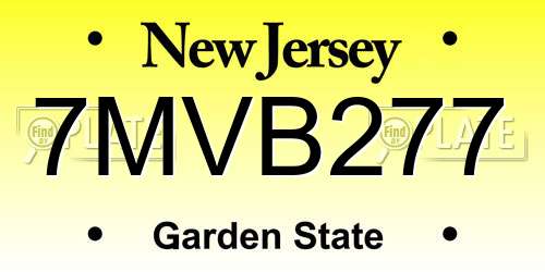 7MVB277 New Jersey License Plate